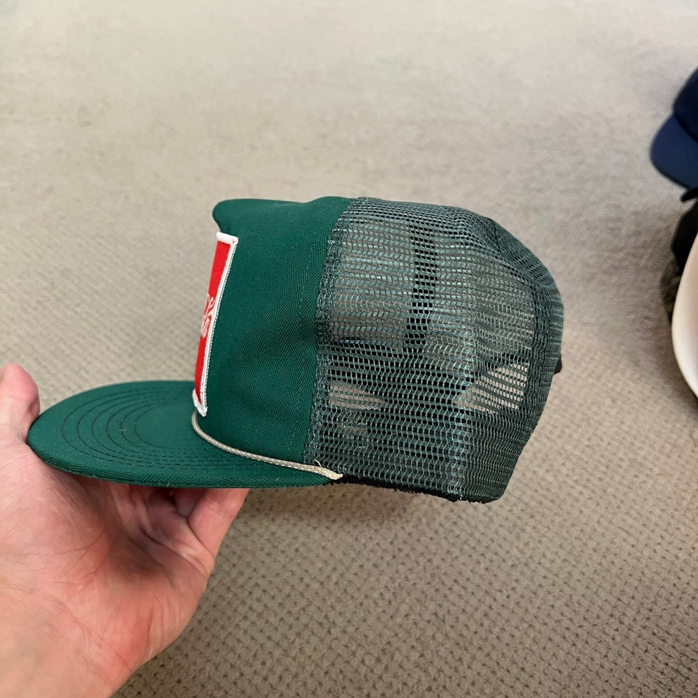 Vintage 1980s Coca-Cola Riverside Trucker Hat Green Mesh Snapback Made in USA - Picture 2 of 6